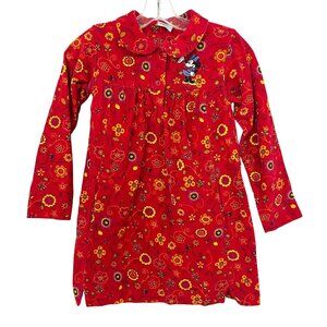 Vintage Disney Store Red Floral Corduroy Dress Minnie Mouse - Girls Size 7/8